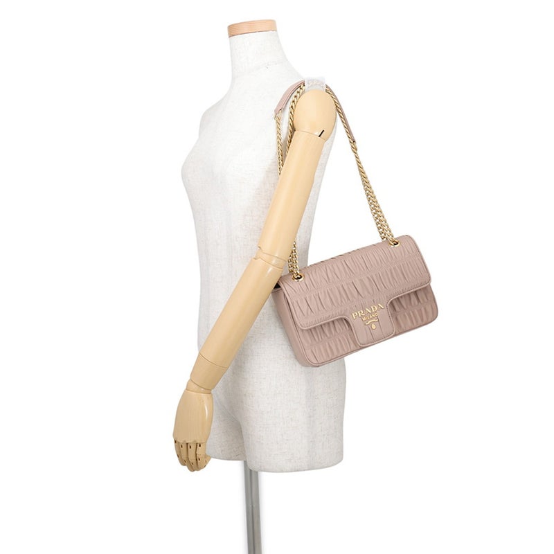 プラダ チェーンショルダーバッグ ギャザー ナッパレザー 1BD235 PRADA