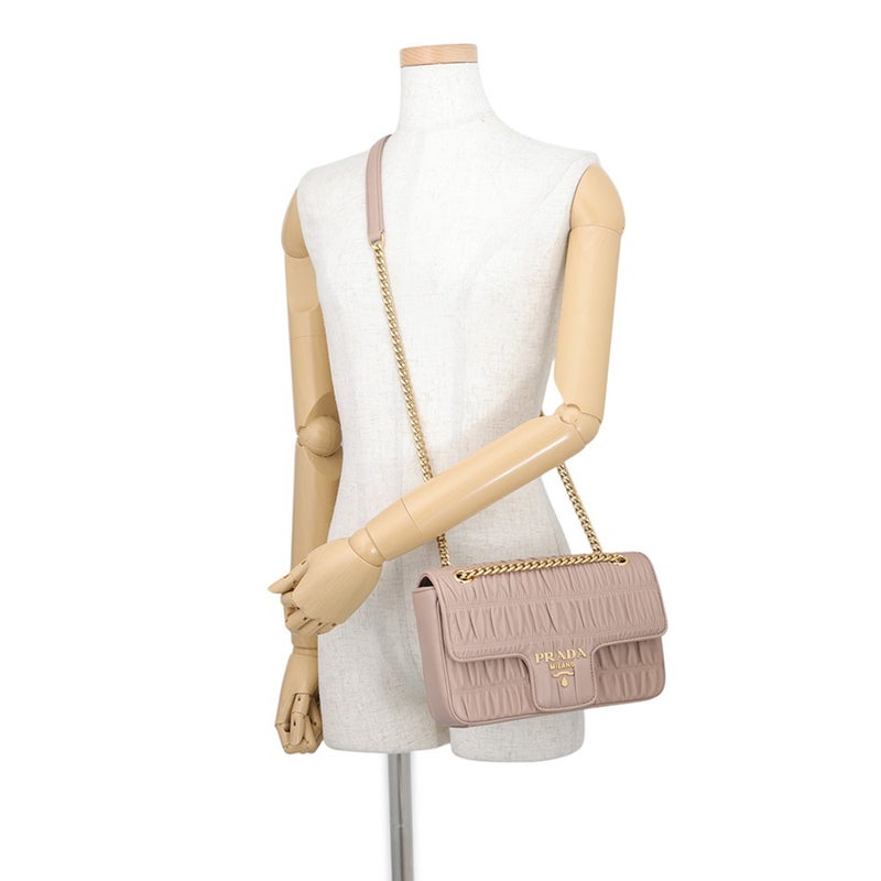 プラダ チェーンショルダーバッグ ギャザー ナッパレザー 1BD235 PRADA