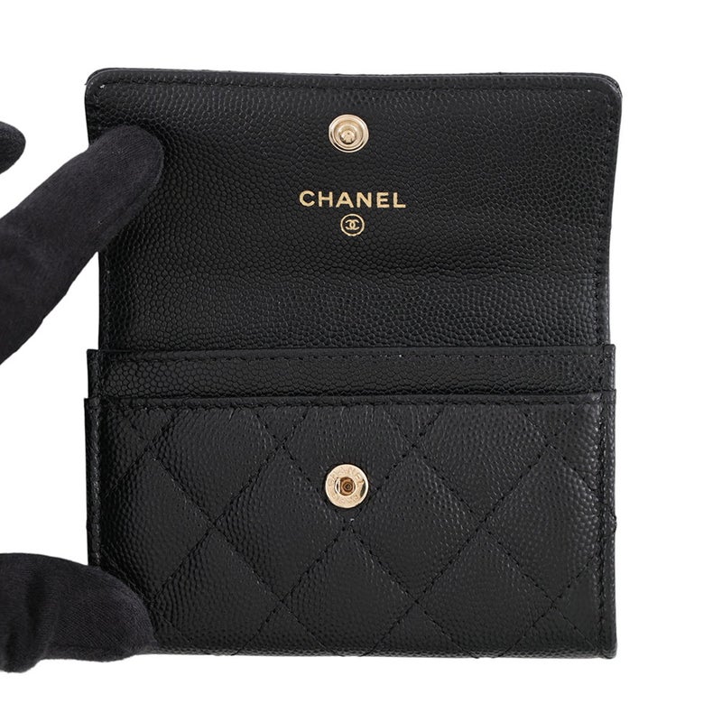 シャネル カードケース マトラッセ ココマーク キャビアスキン ラインストーン AP4178 CHANEL 名刺入れ 黒