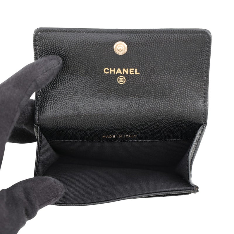 シャネル カードケース マトラッセ ココマーク キャビアスキン ラインストーン AP4178 CHANEL 名刺入れ 黒