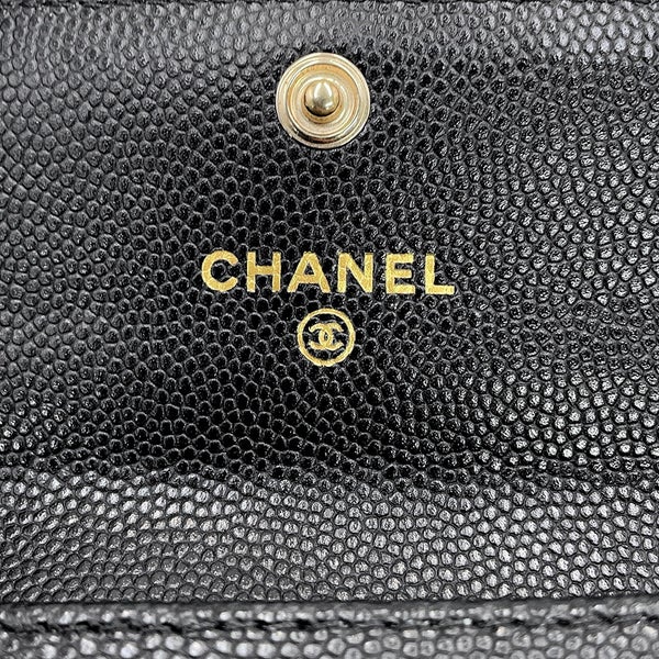 シャネル カードケース マトラッセ ココマーク キャビアスキン ラインストーン AP4178 CHANEL 名刺入れ 黒