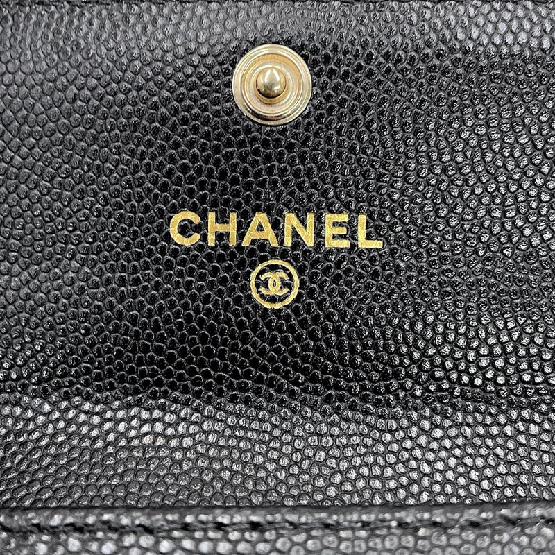 シャネル カードケース マトラッセ ココマーク キャビアスキン ラインストーン AP4178 CHANEL 名刺入れ 黒