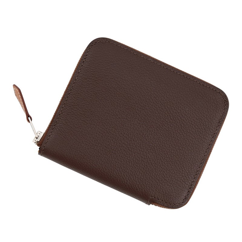 エルメス コインケース アザップコンパクト シルクイン モカ/シルバー金具 エバーカラー K刻印 財布