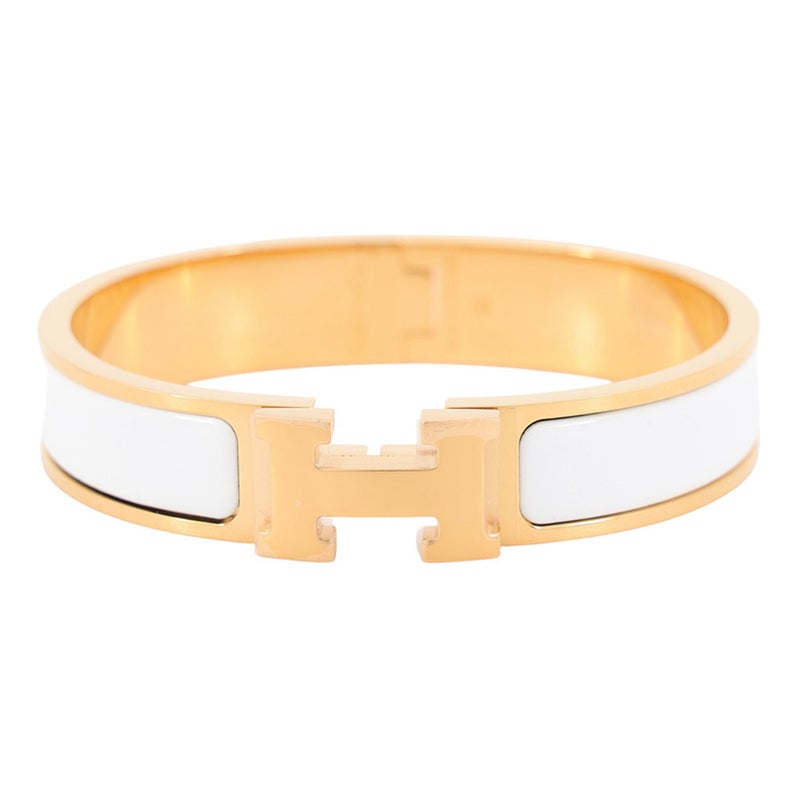 エルメス ブレスレット クリックH クリッククラックPM ホワイト/ゴールド金具 HERMES アクセサリー 白