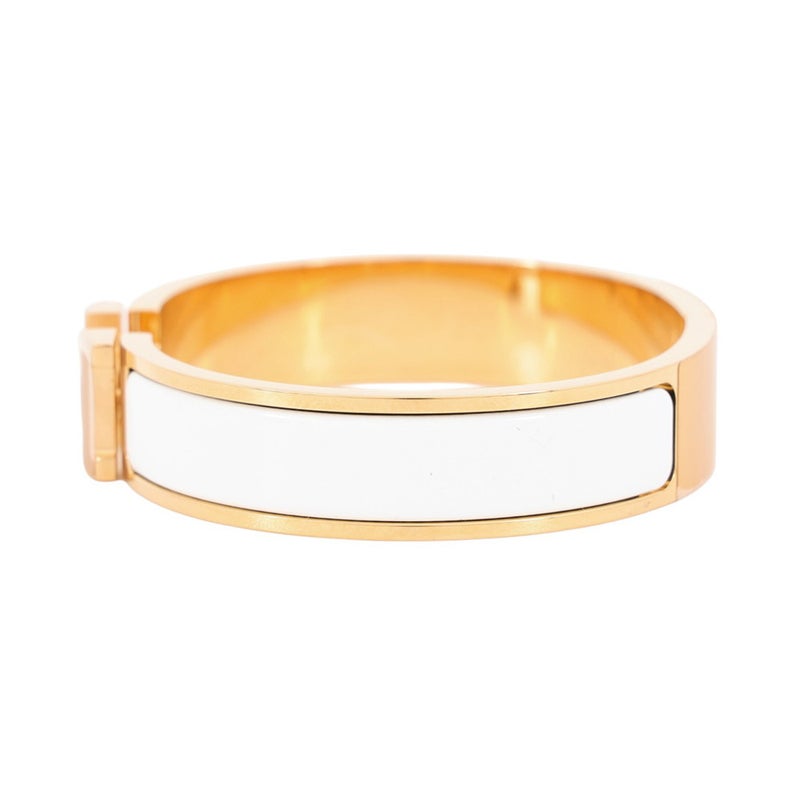 エルメス ブレスレット クリックH クリッククラックPM ホワイト/ゴールド金具 HERMES アクセサリー 白