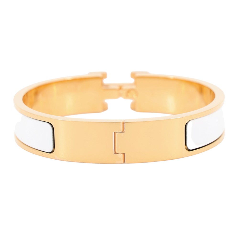 HERMES Hブレスレット ホワイト ゴールド金具 エルメス ブレスレット クリックH クリッククラックPM ホワイト