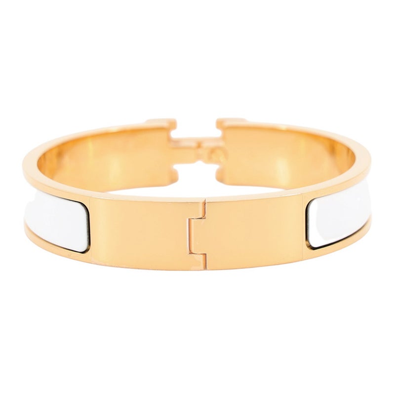エルメス ブレスレット クリックH クリッククラックPM ホワイト/ゴールド金具 HERMES アクセサリー 白