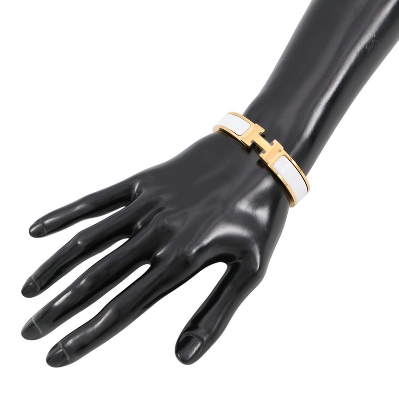 エルメス ブレスレット クリックH クリッククラックPM ホワイト/ゴールド金具 HERMES アクセサリー 白