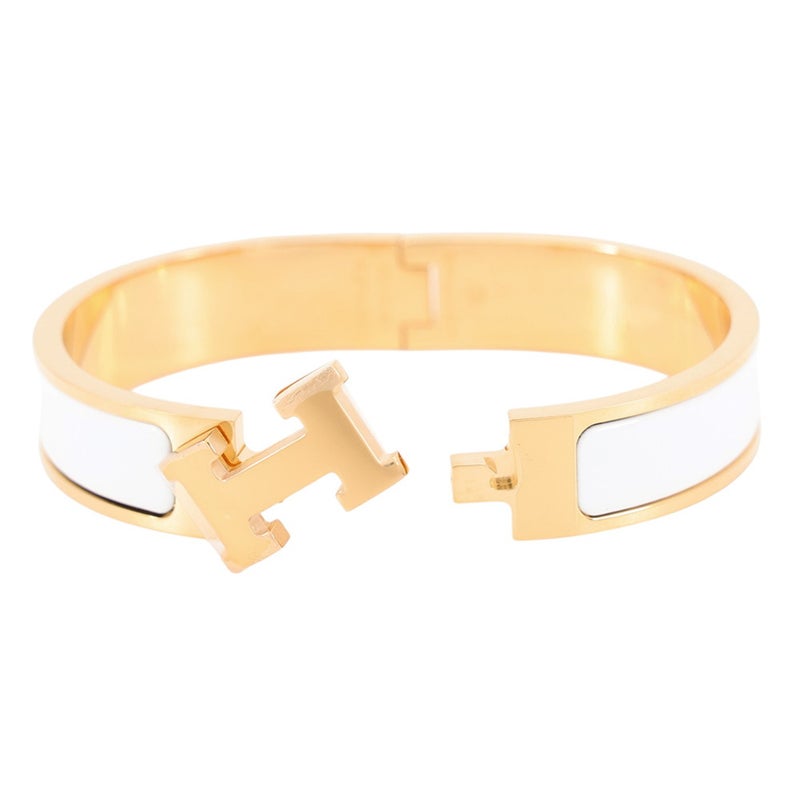 エルメス ブレスレット クリックH クリッククラックPM ホワイト/ゴールド金具 HERMES アクセサリー 白