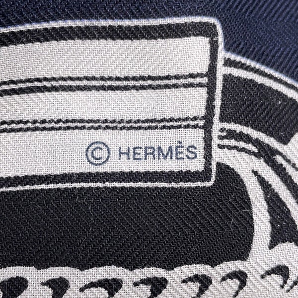 エルメス スカーフ カレH 100 アトラージュのバックル Bouclerie d'Attelage HERMES ストール 黒