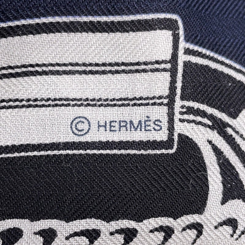 エルメス スカーフ カレH 100 アトラージュのバックル Bouclerie d'Attelage HERMES ストール 黒