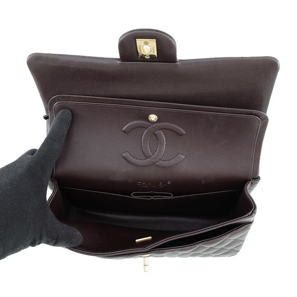 シャネル チェーンショルダーバッグ マトラッセ25 ココマーク キャビアスキン ダブルチェーン A01112 CHANEL