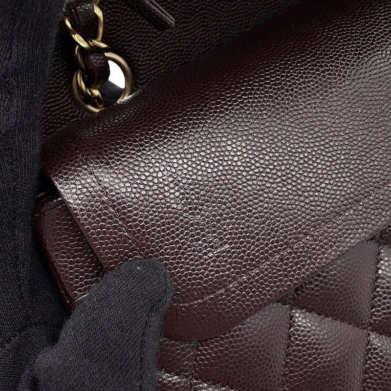 シャネル チェーンショルダーバッグ マトラッセ25 ココマーク キャビアスキン ダブルチェーン A01112 CHANEL