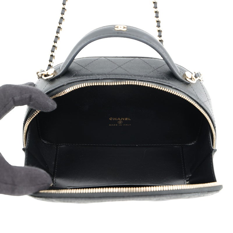 シャネル チェーンショルダーバッグ マトラッセ ココマーク キャビアスキン AP4438 CHANEL 黒
