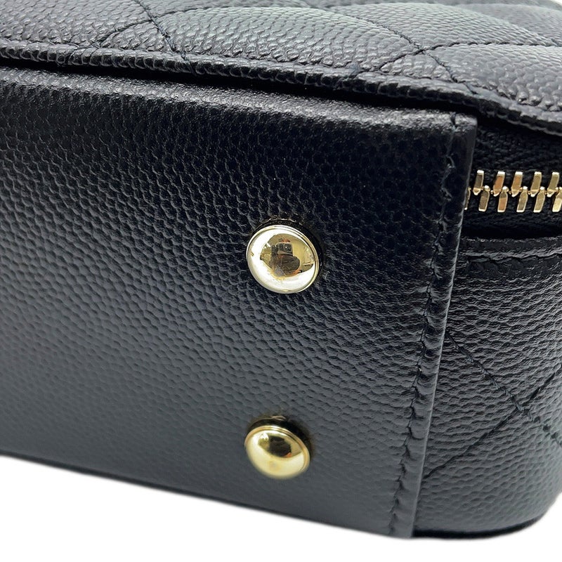 シャネル チェーンショルダーバッグ マトラッセ ココマーク キャビアスキン AP4438 CHANEL 黒