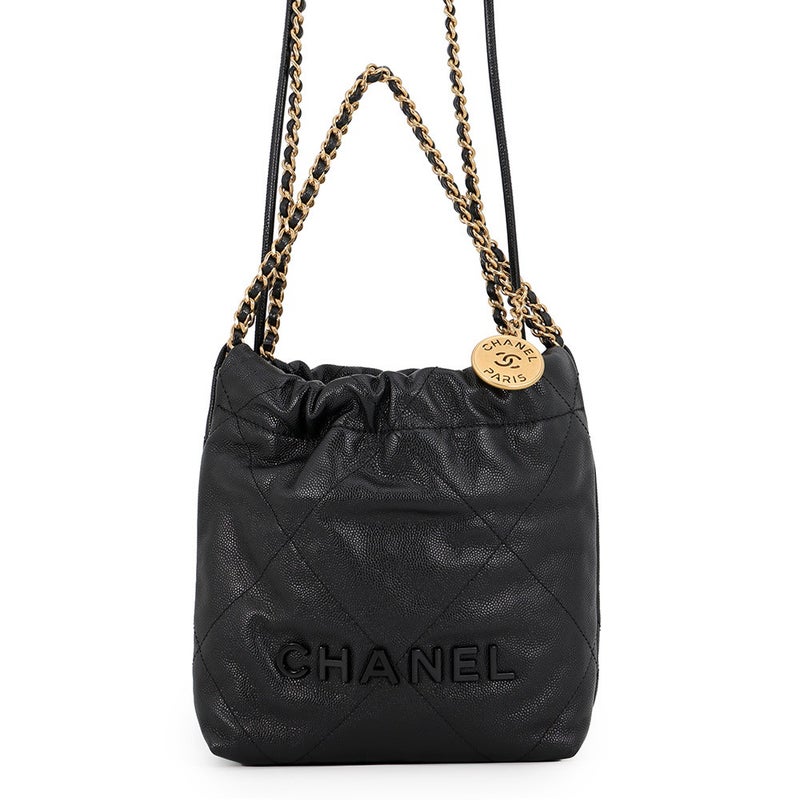 シャネル ハンドバッグ CHANEL22 ミニ ココマーク キャビアスキン AS3980 CHANEL 2wayショルダー 黒