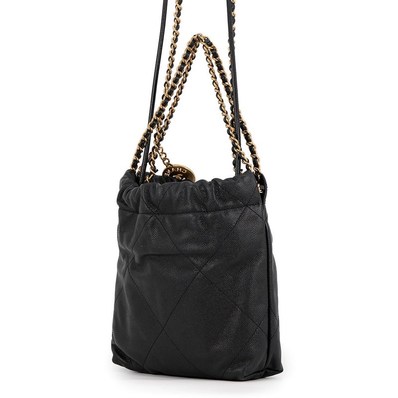 シャネル ハンドバッグ CHANEL22 ミニ ココマーク キャビアスキン AS3980 CHANEL 2wayショルダー 黒