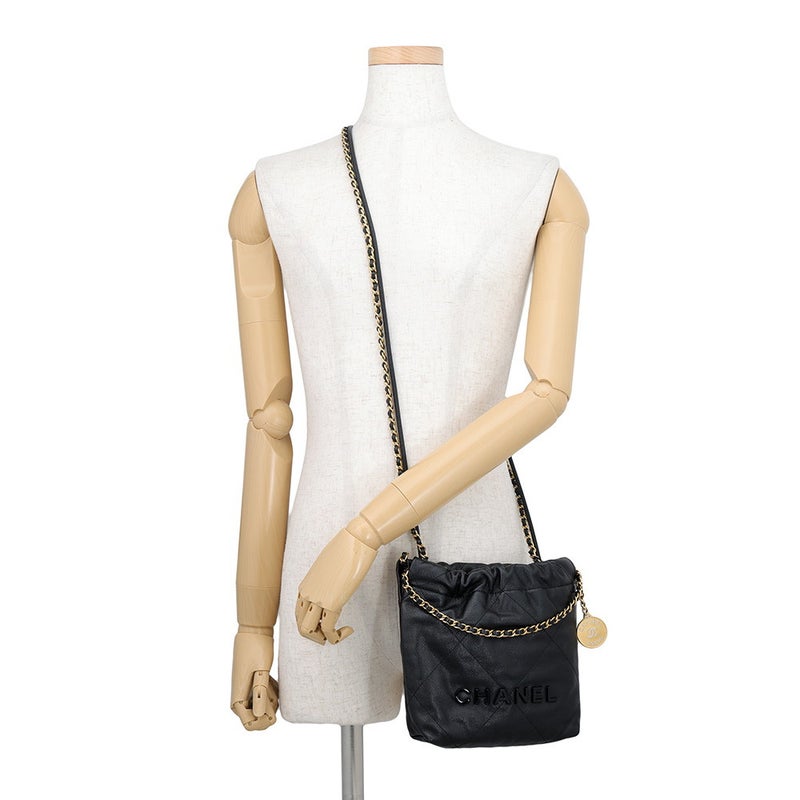 シャネル ハンドバッグ CHANEL22 ミニ ココマーク キャビアスキン AS3980 CHANEL 2wayショルダー 黒