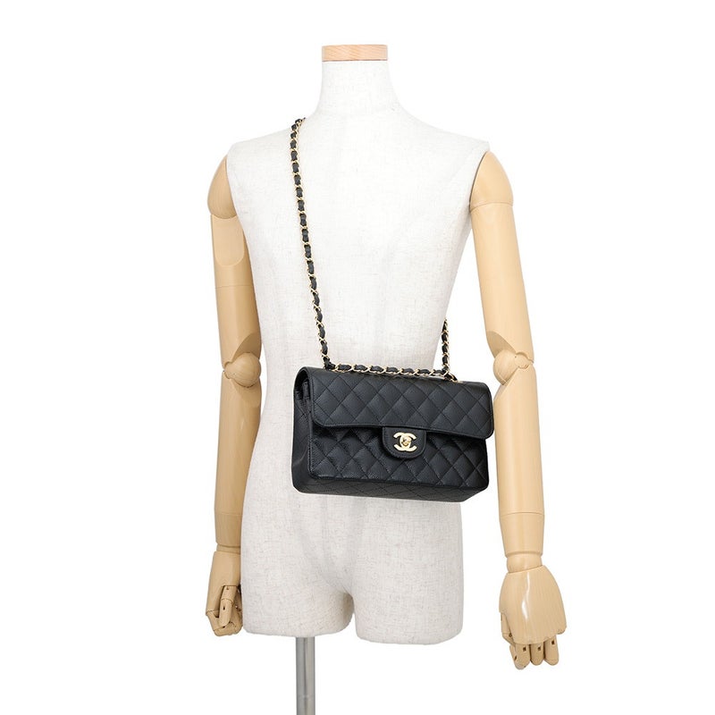 シャネル チェーンショルダーバッグ クラシック マトラッセ23 ココマーク キャビアスキン A01113 CHANEL 黒