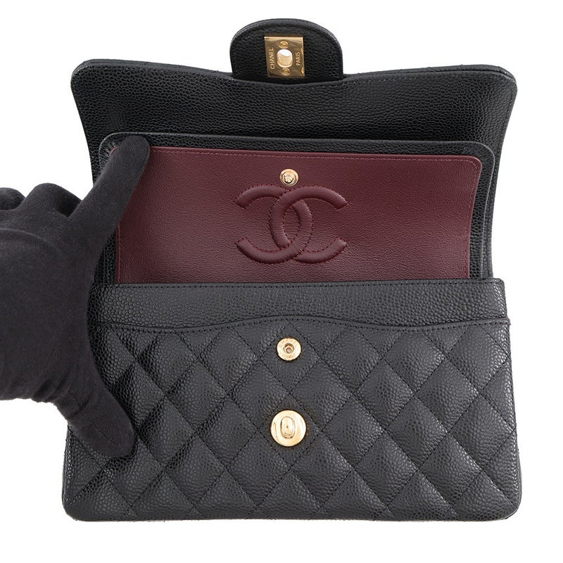 シャネル チェーンショルダーバッグ クラシック マトラッセ23 ココマーク キャビアスキン A01113 CHANEL 黒