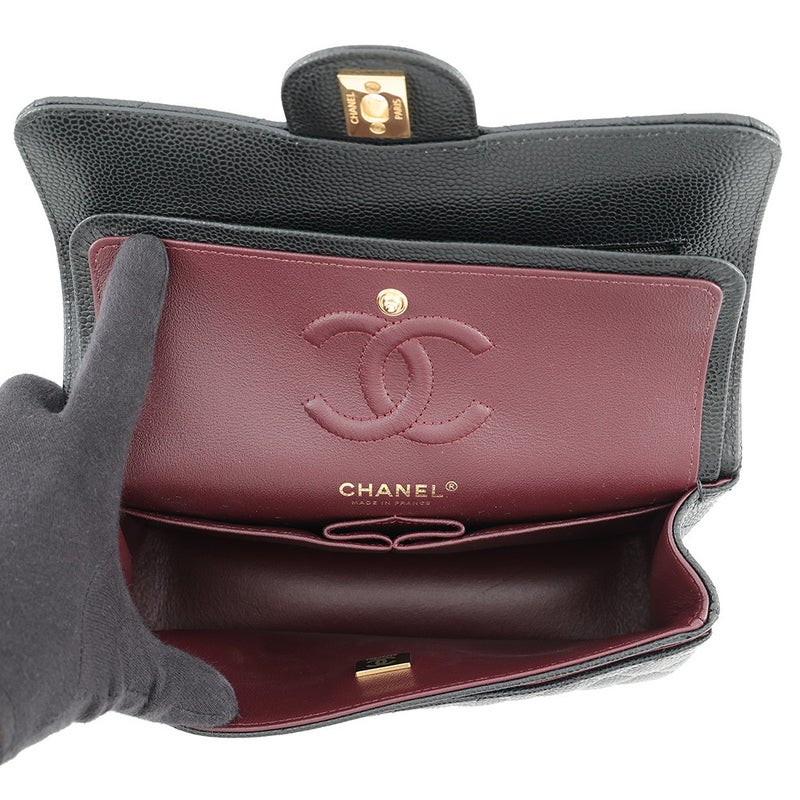 シャネル チェーンショルダーバッグ クラシック マトラッセ23 ココマーク キャビアスキン A01113 CHANEL 黒