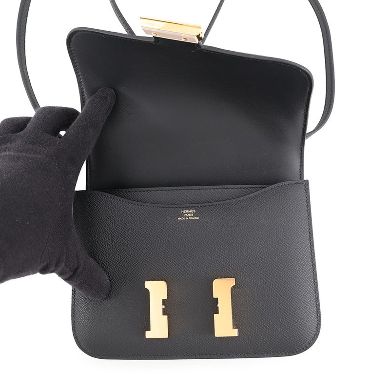 エルメス ショルダーバッグ ミニ コンスタンス3 ミロワール ブラック/ゴールド金具 エプソン G刻印 HERMES 黒