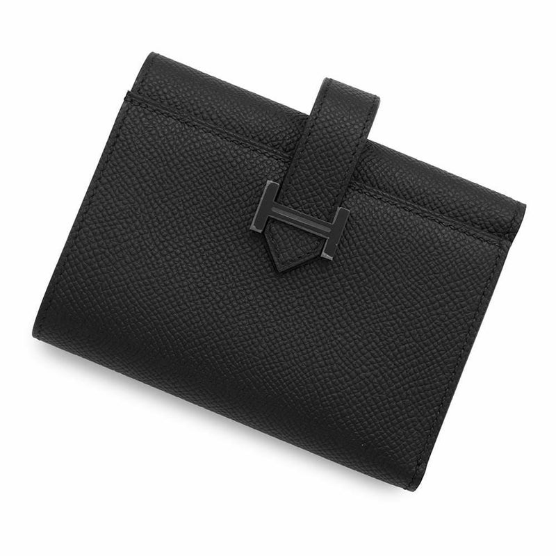 エルメス 三つ折り財布 ベアンコンビネ モノクローム ブラック/ブラック金具 エプソン B刻印 黒