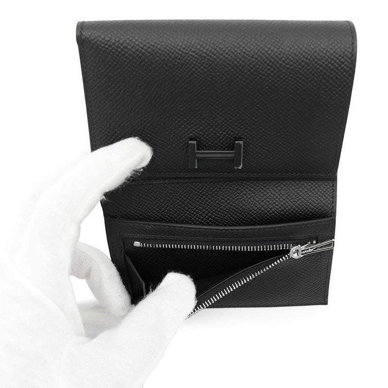 エルメス 三つ折り財布 ベアンコンビネ モノクローム ブラック/ブラック金具 エプソン B刻印 黒