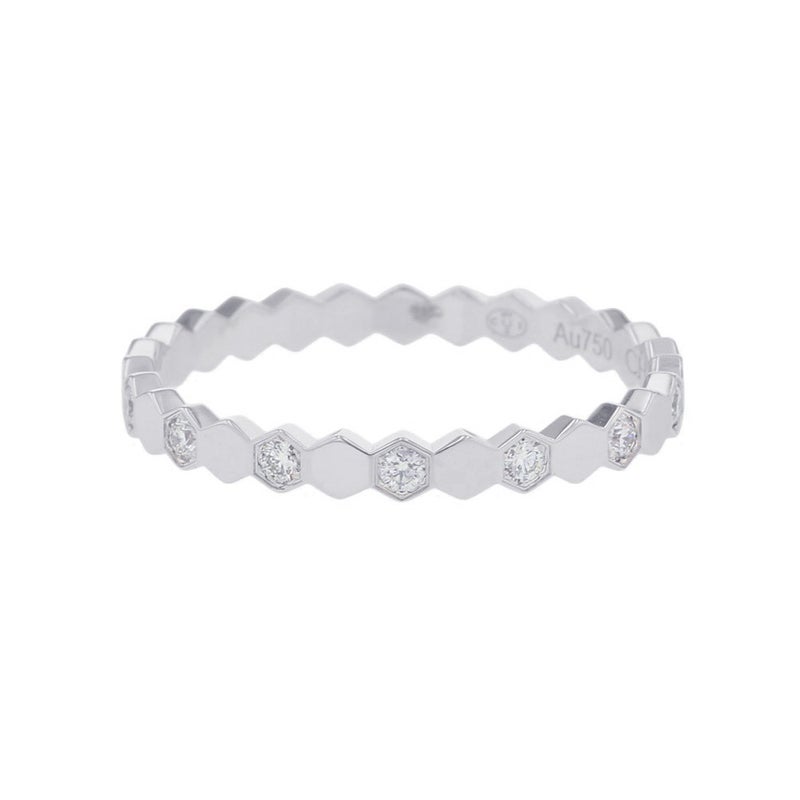 ショーメ リング ビー ドゥ ショーメ コレクション ダイヤ 14P 計0.21ct K18WG サイズ55 081890 Chaumet 指輪 ビー マイ ラブ ハニカム