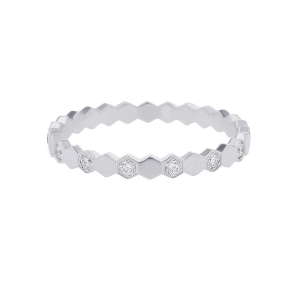 ショーメ リング ビー ドゥ ショーメ コレクション ダイヤ 14P 計0.21ct K18WG サイズ55 081890 Chaumet 指輪 ビー マイ ラブ ハニカム