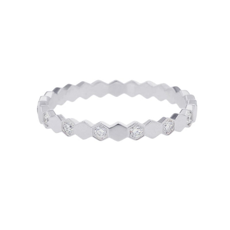 ショーメ リング ビー ドゥ ショーメ コレクション ダイヤ 14P 計0.21ct K18WG サイズ55 081890 Chaumet 指輪 ビー マイ ラブ ハニカム