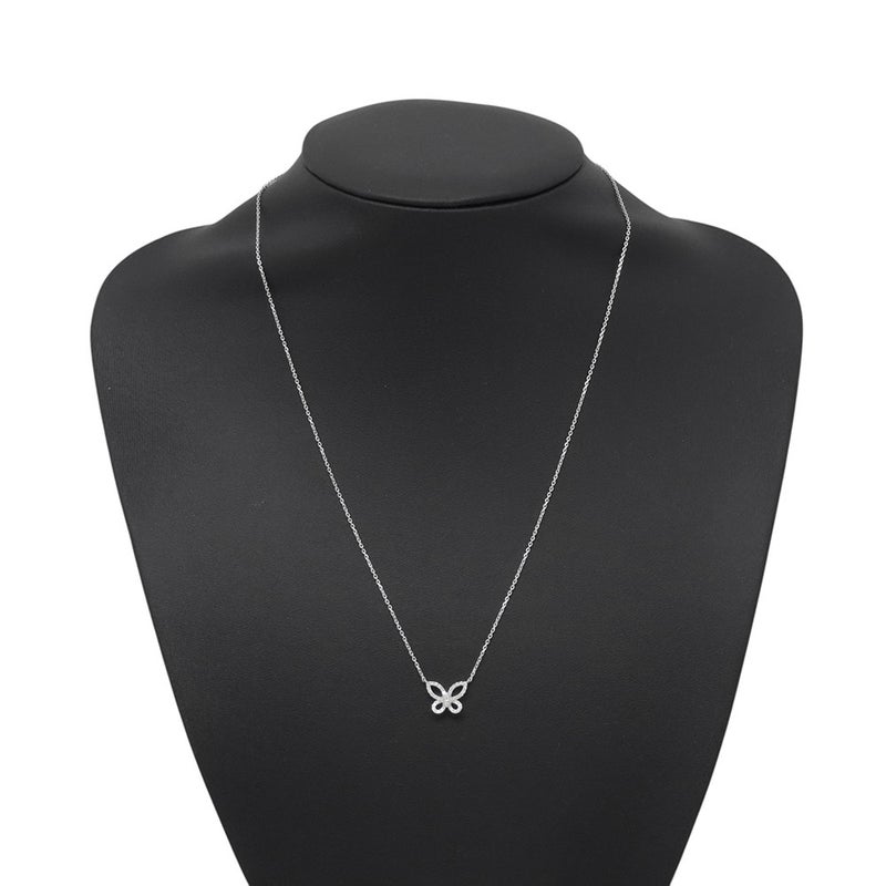 グラフ ネックレス ミニ バタフライ シルエット ダイヤモンド ペンダント ダイヤ 計約0.15ct K18WGホワイトゴールド GP56081