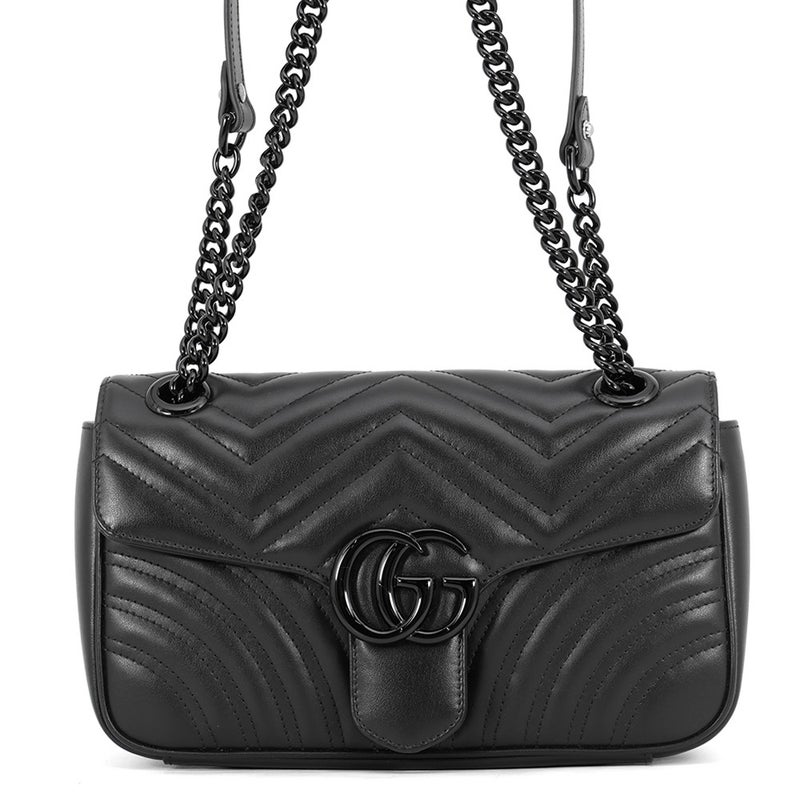 グッチ チェーンショルダーバッグ GGマーモント キルティング スモール レザー 443497 GUCCI 黒