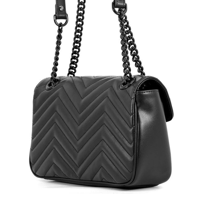 グッチ チェーンショルダーバッグ GGマーモント キルティング スモール レザー 443497 GUCCI 黒