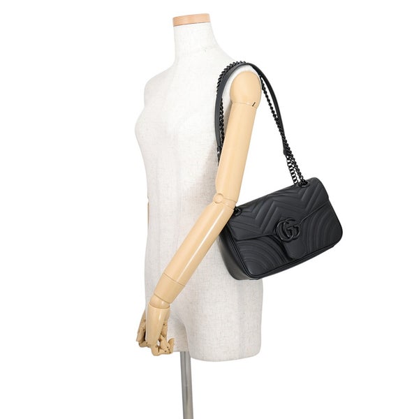 グッチ チェーンショルダーバッグ GGマーモント キルティング スモール レザー 443497 GUCCI 黒
