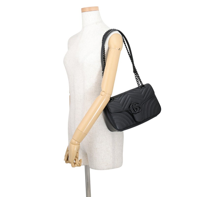 グッチ チェーンショルダーバッグ GGマーモント キルティング スモール レザー 443497 GUCCI 黒