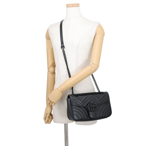 グッチ チェーンショルダーバッグ GGマーモント キルティング スモール レザー 443497 GUCCI 黒