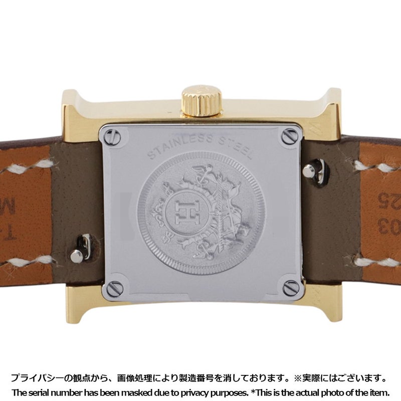 エルメス Hウォッチ ミニ スイフト/エトゥープ G刻印 HH1.101 HERMES 腕時計 レディース クォーツ シルバーオパーリン文字盤