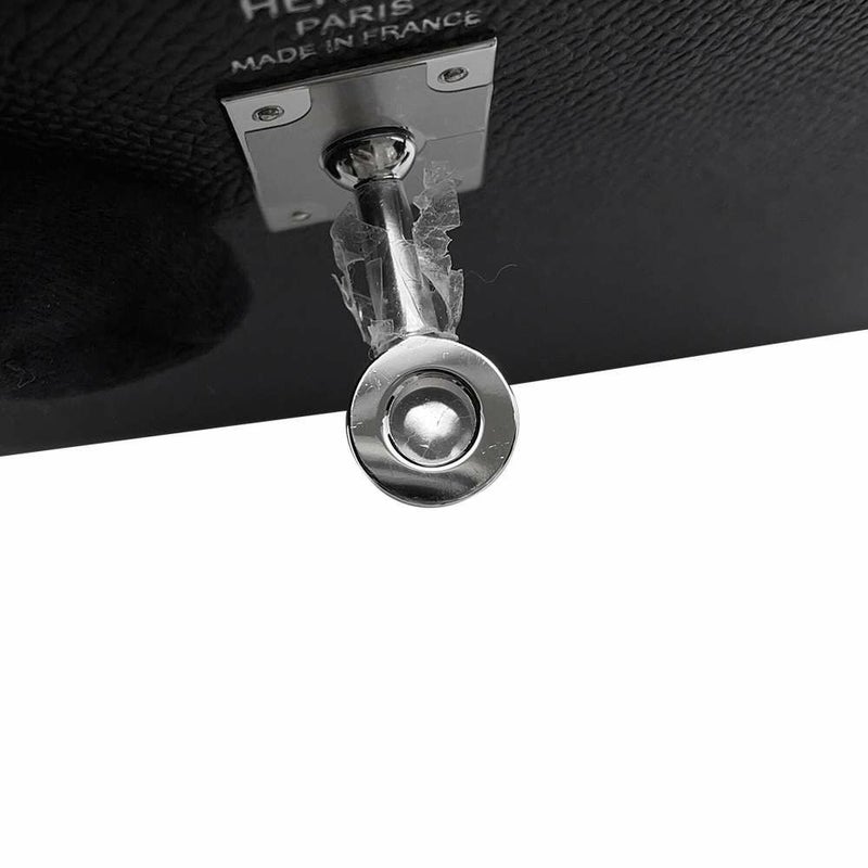 エルメス ハンドバッグ ケリー25 外縫い ブラック/シルバー金具 エプソン K刻印 2wayショルダー 黒