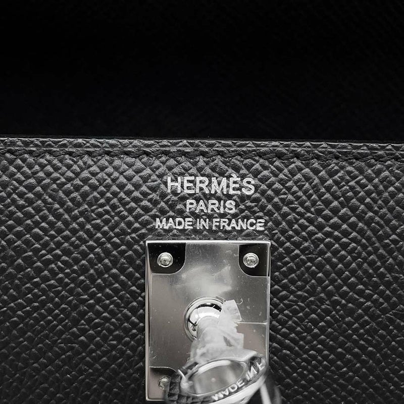 エルメス ハンドバッグ ケリー25 外縫い ブラック/シルバー金具 エプソン K刻印 2wayショルダー 黒