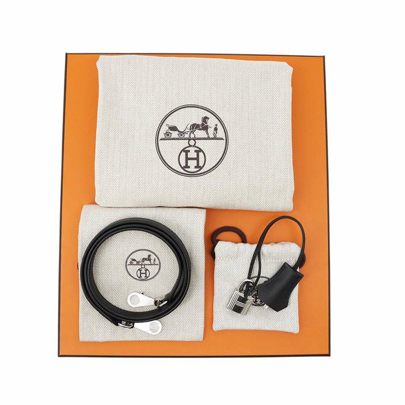 エルメス ハンドバッグ ケリー25 外縫い ブラック/シルバー金具 エプソン K刻印 2wayショルダー 黒