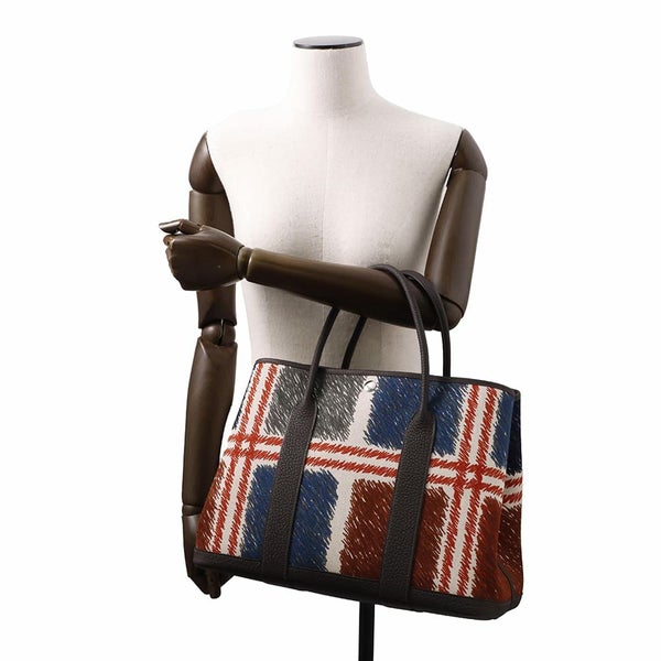 エルメス ガーデンパーティPM タータン・スクエア エクリュ/エベンヌ/シルバー金具 トワルアッシュ/ネゴンダ W刻印