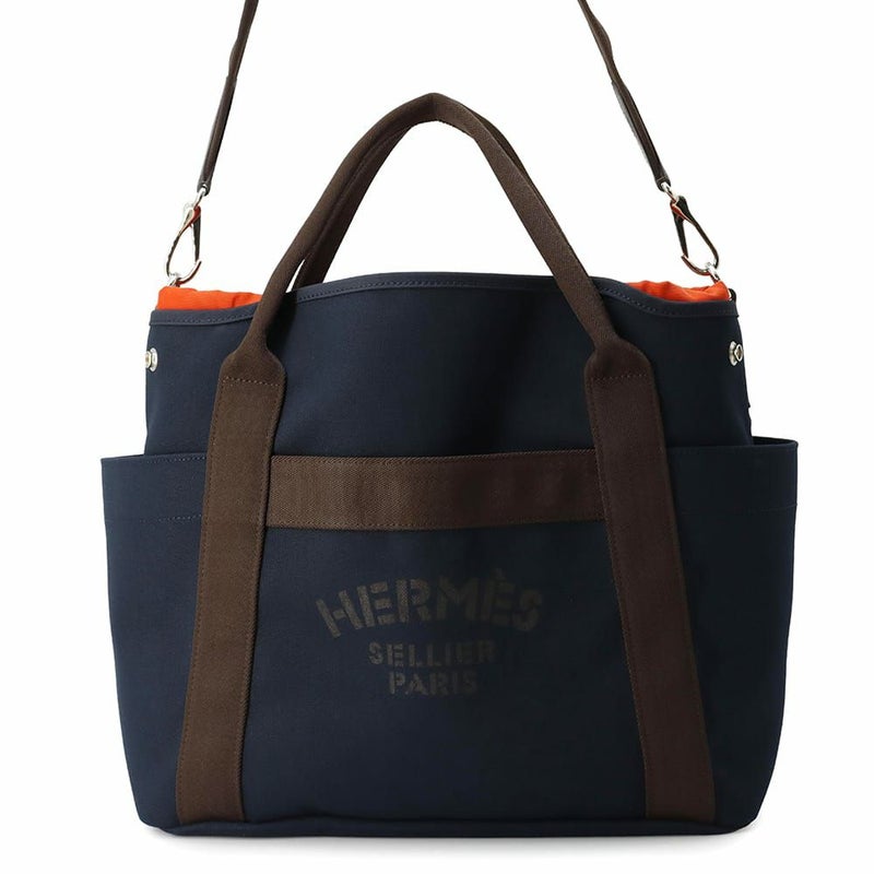 エルメス サックドパンサージュ グルーム SAC DE PANSAGE GROOM ネイビー/フー A刻印 2wayショルダーバッグ
