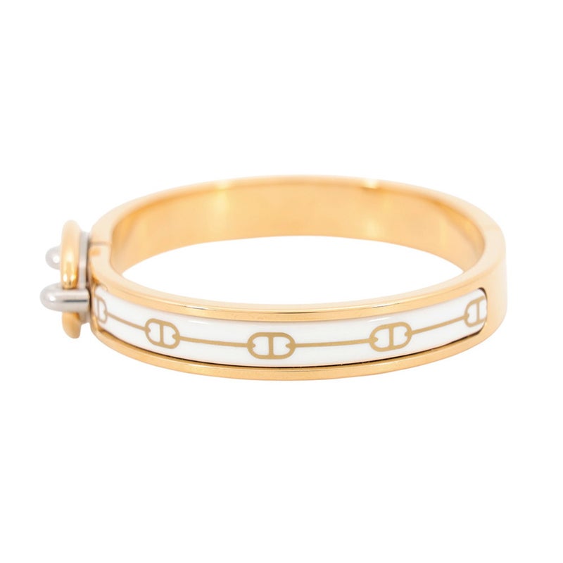 エルメス ブレスレット シェーヌダンクル ミニクリック PM ホワイト/ゴールド金具 HERMES アクセサリー 白