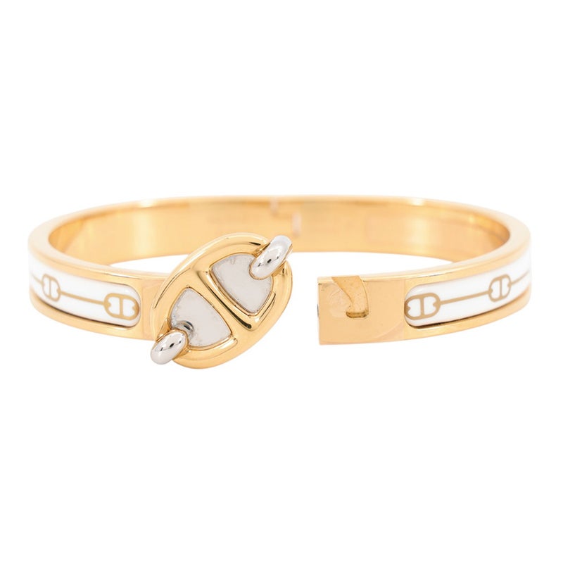 エルメス ブレスレット シェーヌダンクル ミニクリック PM ホワイト/ゴールド金具 HERMES アクセサリー 白