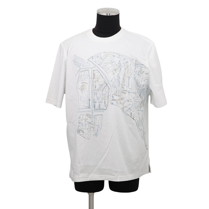 エルメス Tシャツ カドリージュ コットン メンズサイズＬ HERMES 半袖 白