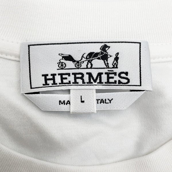 エルメス Tシャツ カドリージュ コットン メンズサイズＬ HERMES 半袖 白