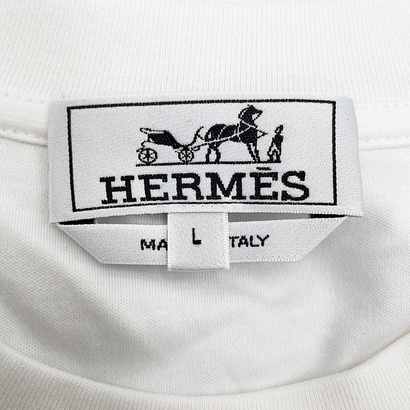 エルメス Tシャツ カドリージュ コットン メンズサイズＬ HERMES 半袖 白