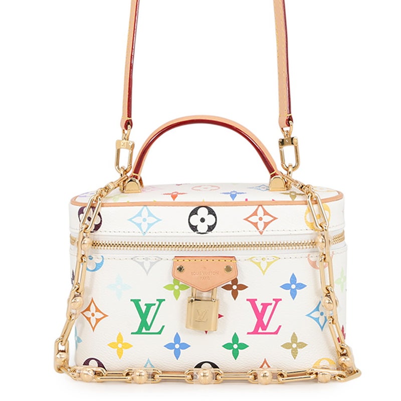 ルイヴィトン ハンドバッグ モノグラム・マルチカラー LV×TM ヴァニティ・チェーン ポーチ M13662 村上隆 白