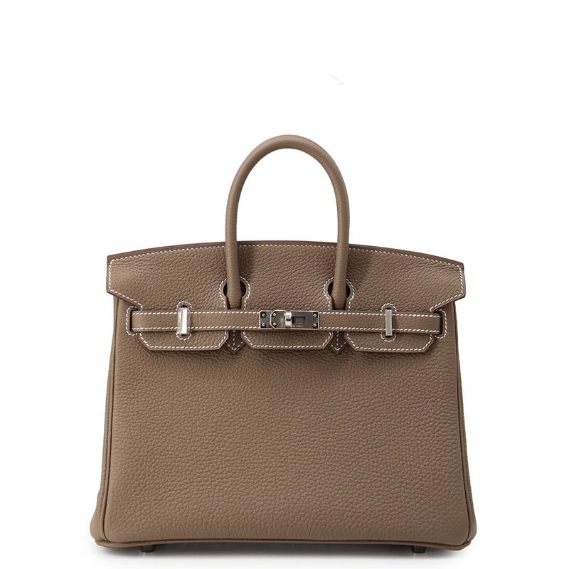 エルメス バーキン25 エトゥープ/シルバー金具 トゴ G刻印 HERMES Birkin ハンドバッグ